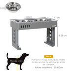 Comedouro Elevado para Cães com 2 Tigelas Desmontáveis de 1200ml e Altura Ajustável de 3 Níveis Comedouro para Animais de Estimação com Tigelas de Aço Inoxidável 44x27,7x28cm Cinza — foto 3