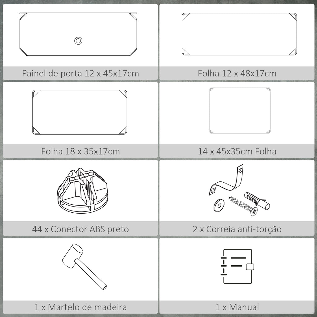 Sapateira Modular de Cubos de Plástico Armário Modular para Sapatos com 12 Cubos com Porta Desenho de DIY para Entrada Dormitório 94x37x108 cm Preto — foto 6