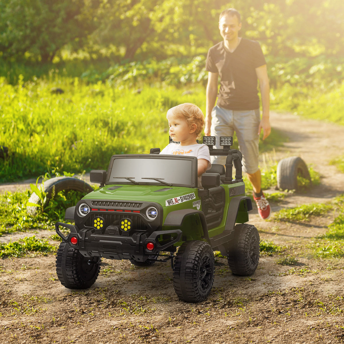 Carro Elétrico para Crianças acima de 3 Anos Carro Elétrico Infantil com Bateria de 12V Controlo Remoto Faróis LED Buzina e Música 100x63x65 cm Verde — foto 2