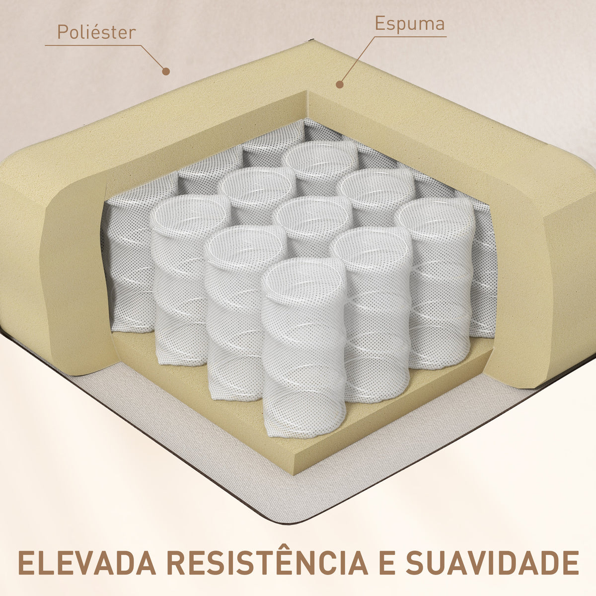 Poltrona de Massagem Poltrona Relax Elétrica com 4 Modos de Vibração Reclinação 145° Estofada em Microfibra Controlo Remoto Mesa 2 Bolsos Laterais e Suporte para Copos 77x93x105cm Bege — foto 6