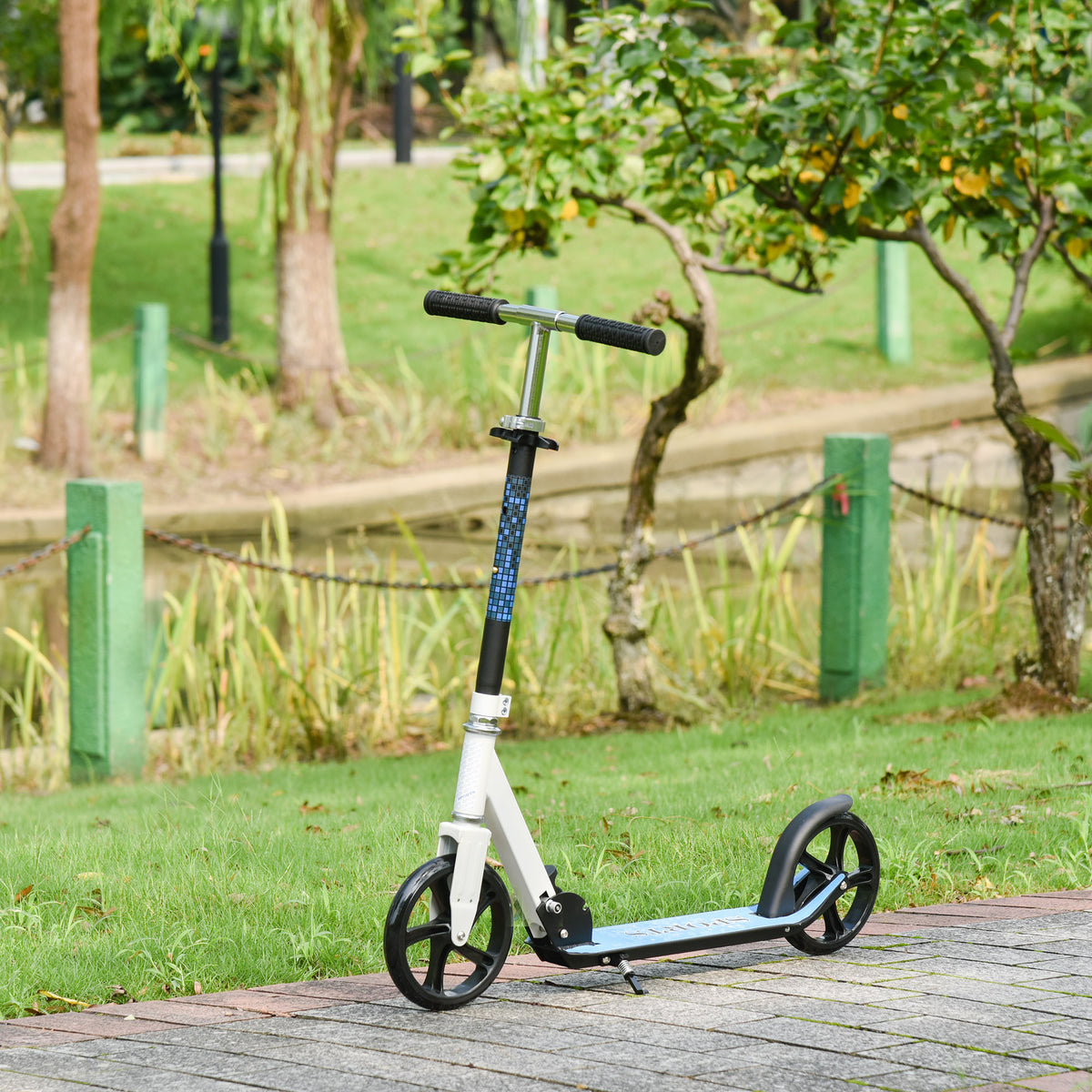 Trotinete para Crianças e Adultos Scooter Dobrável Leve e Estável Carga 80kg Branca - 84x34x84-94cm — foto 2