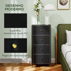 Cómoda para Dormitório Cómoda de Tecido com 4 Gavetas Dobráveis com Frentes de Couro PU e Estrutura de Aço Cómoda para Dormitório 46x30x98 cm Preto — foto 5