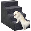 Escada para Animais de Estimação com 4 Degraus 2 em 1 com Capa Removível e Lavável Escada para Cães Gatos Carga 30kg 60x35x44 cm Cinza Escuro — foto 1