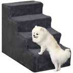 Escada para Animais de Estimação com 4 Degraus 2 em 1 com Capa Removível e Lavável Escada para Cães Gatos Carga 30kg 60x35x44 cm Cinza Escuro — foto 1