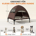 Cama para Cães Exterior com Dossel Cama Elevada para Cães de Porte Médio 76x61x71 cm Café — foto 2