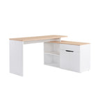 Escrivaninha para computador multimídia modular, multi-armazenamento, duplo nicho + gaveta e armário em madeira — foto 1