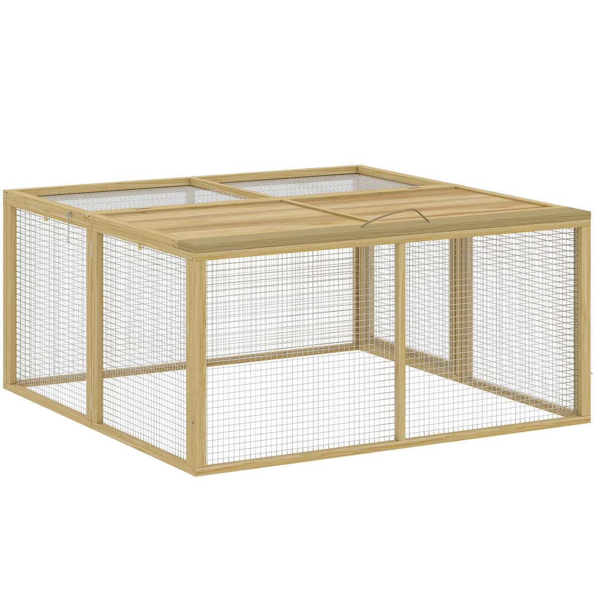 Cercado para Coelho Exterior Gaiola Interna Dobrável Teto Abrível Total Alça 1,44 m² 120x120x57cm Natural — foto 1