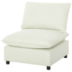 Poltrona de Sala sofá 1 Lugar Moderno sem Apoios de Braço com Assento Largo Almofadas Espessas 146x85x78 cm Creme — imagem 6