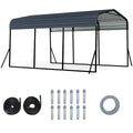 Garagem Metálica Resistente com Base Reforçada e 4 Pés Inclinados para SUVs Barcos Tratores 300 x 440 x 250 cm Preto — foto 2