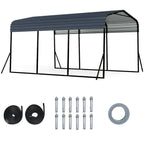 Garagem Metálica Resistente com Base Reforçada e 4 Pés Inclinados para SUVs Barcos Tratores 300 x 440 x 250 cm Preto — foto 2