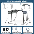 Garagem Metálica Resistente com Base Reforçada e 4 Pés Inclinados para SUVs Barcos Tratores 300 x 440 x 250 cm Preto — foto 3