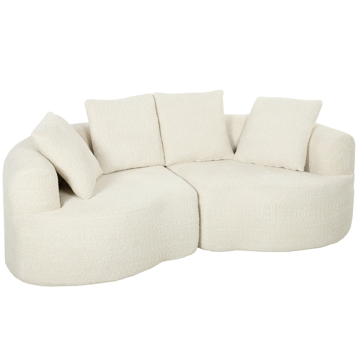 Sofá 3 lugares 207 cm Cloud Sofa com Chenille-Optik, 4 almofadas decorativas para quarto, montagem sem ferramentas, creme branco — foto 1