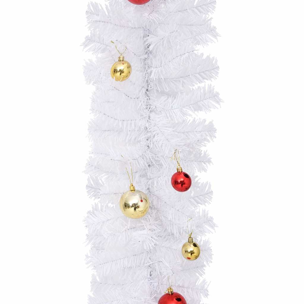 Grinalda de Natal decorada com enfeites 10 m branco — foto 5