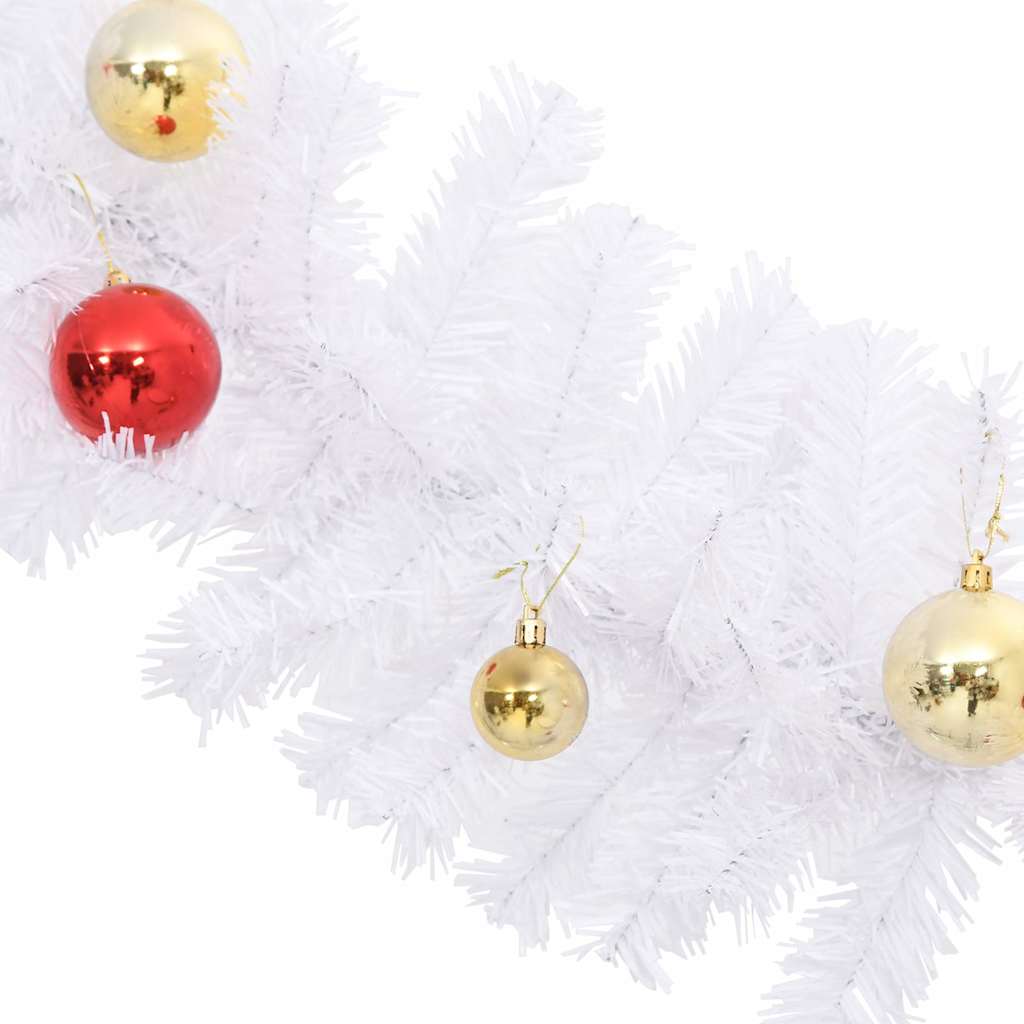 Grinalda de Natal decorada com enfeites 10 m branco — foto 6