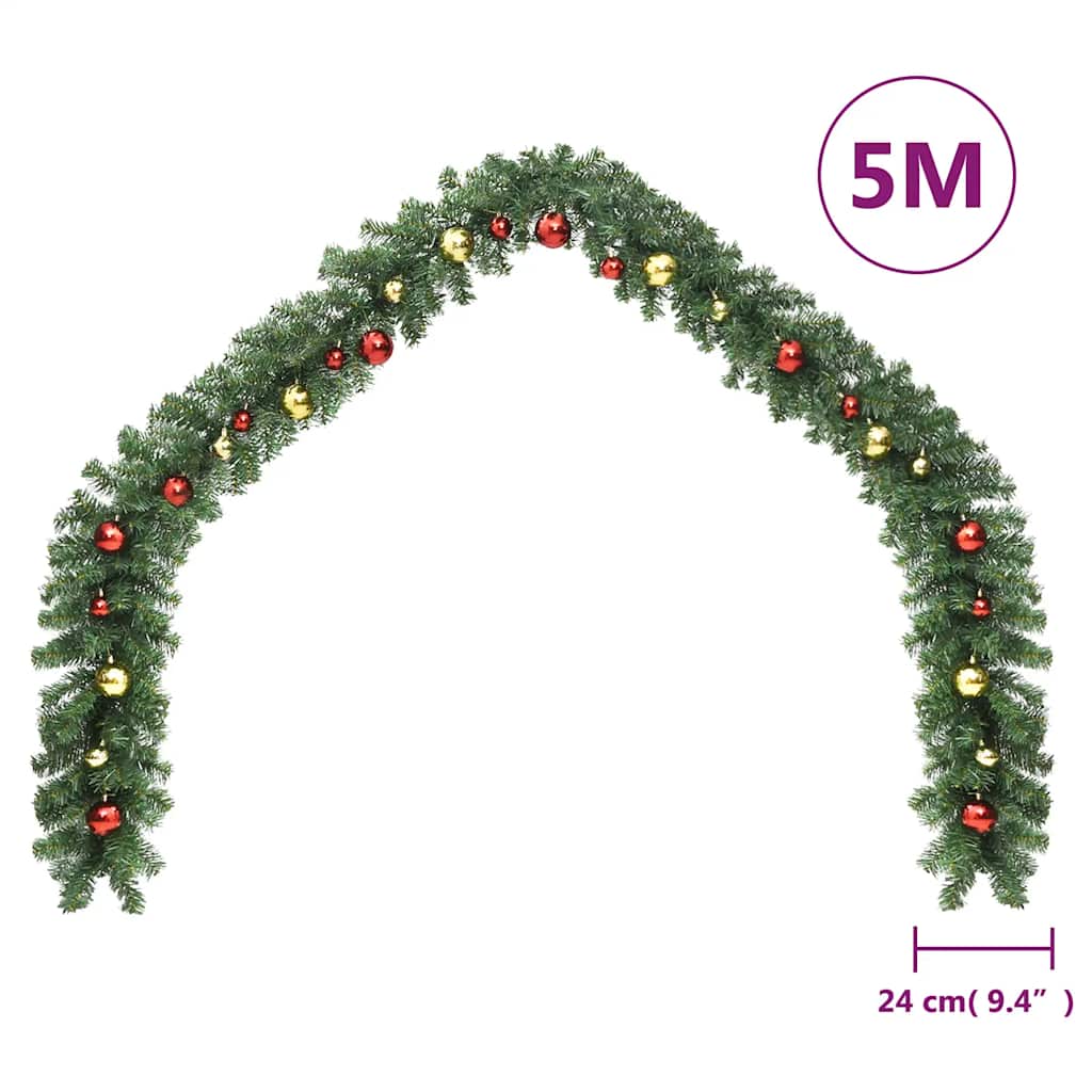 Grinalda de Natal decorada com enfeites e luzes LED 5 m — foto 7