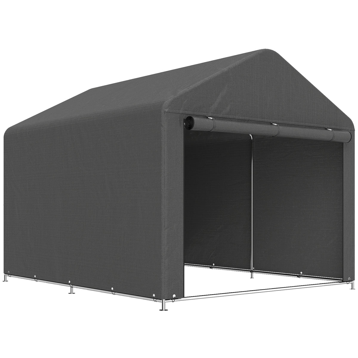 Abrigo de jardim tenda de armazenamento impermeável abrigo para moto porta enrolável com zíper, 200 x 238 x 183 cm, cinza escuro — foto 1