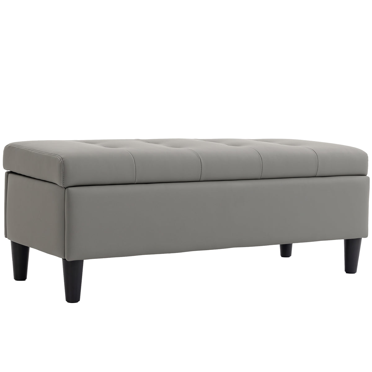 Banco Baú 136 L Puff Baú Apoio de Pés Grande 110x41x42 cm Pele Sintética Adequada para Animais Cinza — foto 1