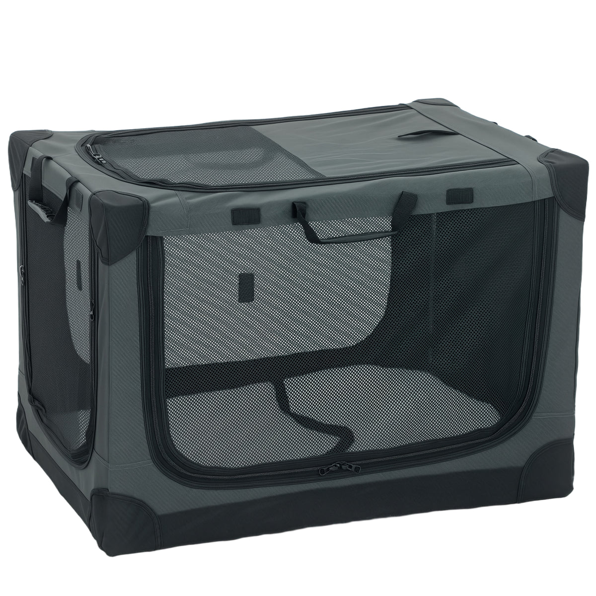 Transportadora Macia para Cães e Gatos Dobrável com Almofada Capa Lavável Portas em Oxford Respirável 600D 76x54x54 cm Verde — foto 1