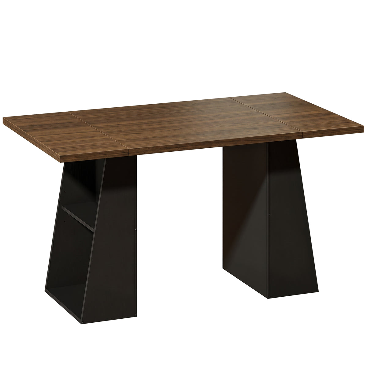 Mesa com 4 prateleiras abertas, design industrial, 140 cm, Marrom-Preto — foto 1