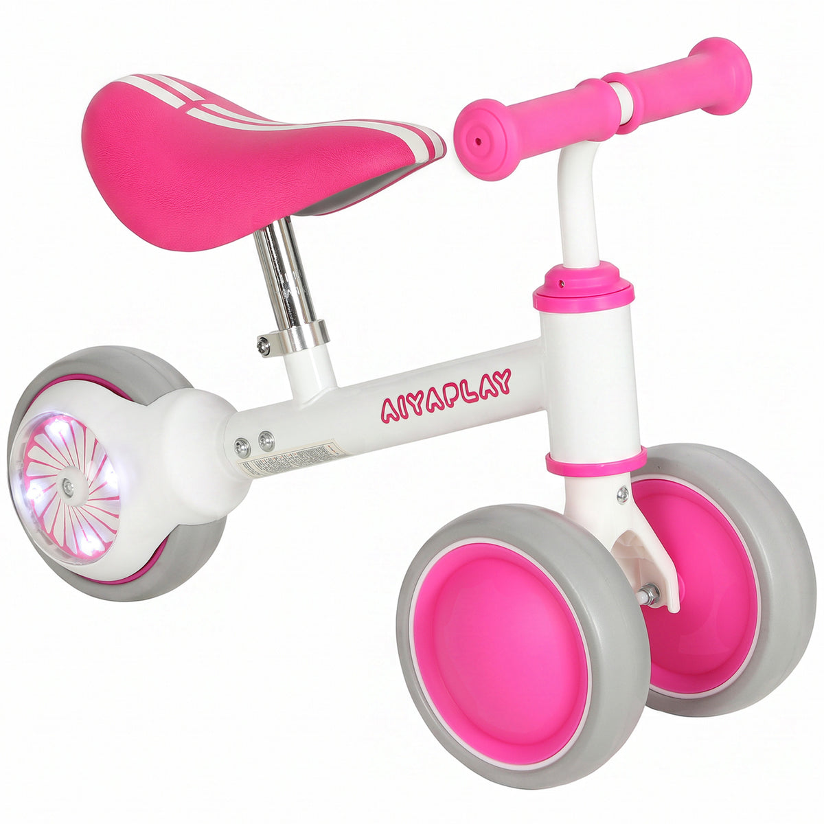 Bicicleta sem Pedais Rosa com Assento Ajustável e Rodas Traseiras com Luzes para Meninos e Meninas de 1 a 2 Anos — foto 1