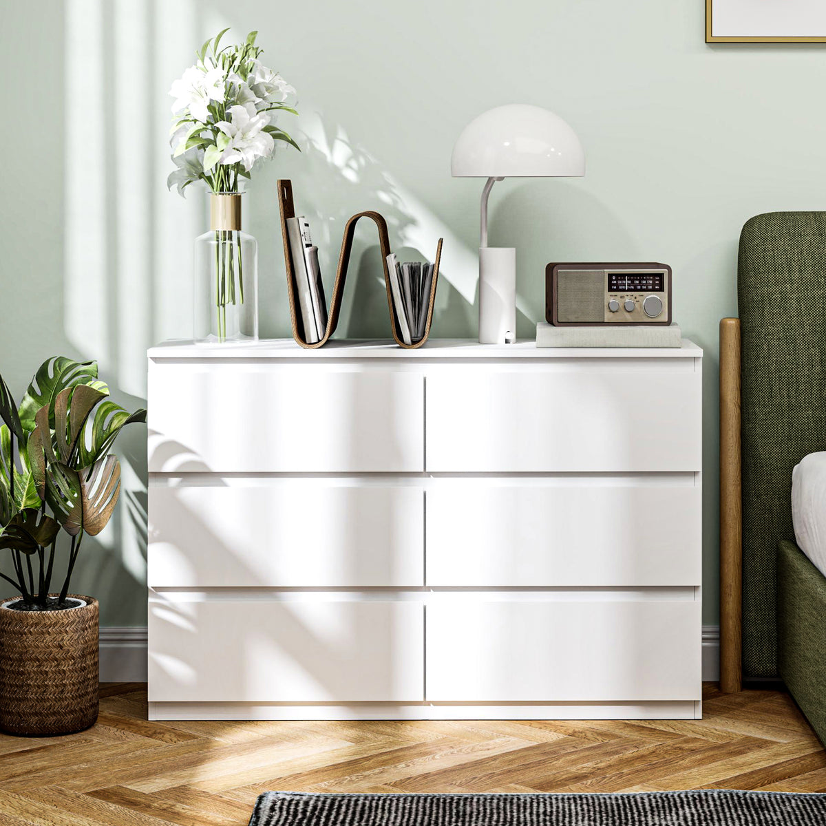 Cómoda com 3 Gavetas Mobiliário de Armazenamento Moderno para o Quarto Branco — imagem 3