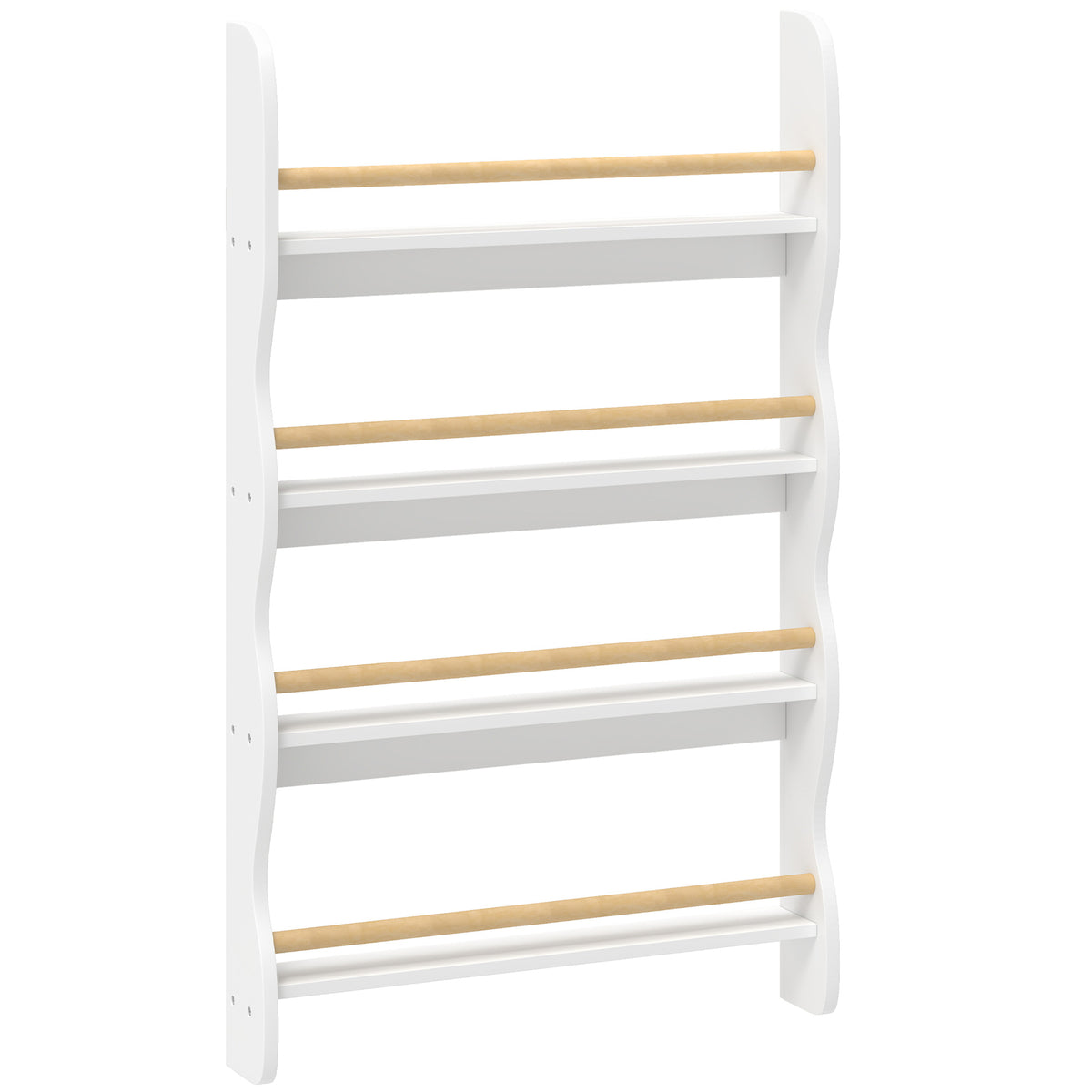 Estante Infantil Estante com 4 Prateleiras Prateleira de Parede com Proteção Anti-capotamento Montessori 60x10x98 cm Branco — foto 1