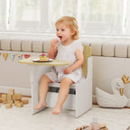 Mesa e Cadeira para Crianças com Cesto de Arrumação Conjunto de Mesa de Atividades 2 em 1 para Desenho Leitura e Brincadeiras Branco — imagem 5