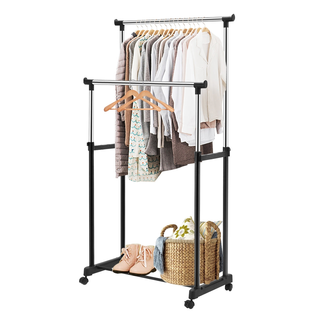 Cabideiro com Rodas e Estante Ajustável para Roupa e Sapatos 86 x 43 x 94-168 cm — foto 12