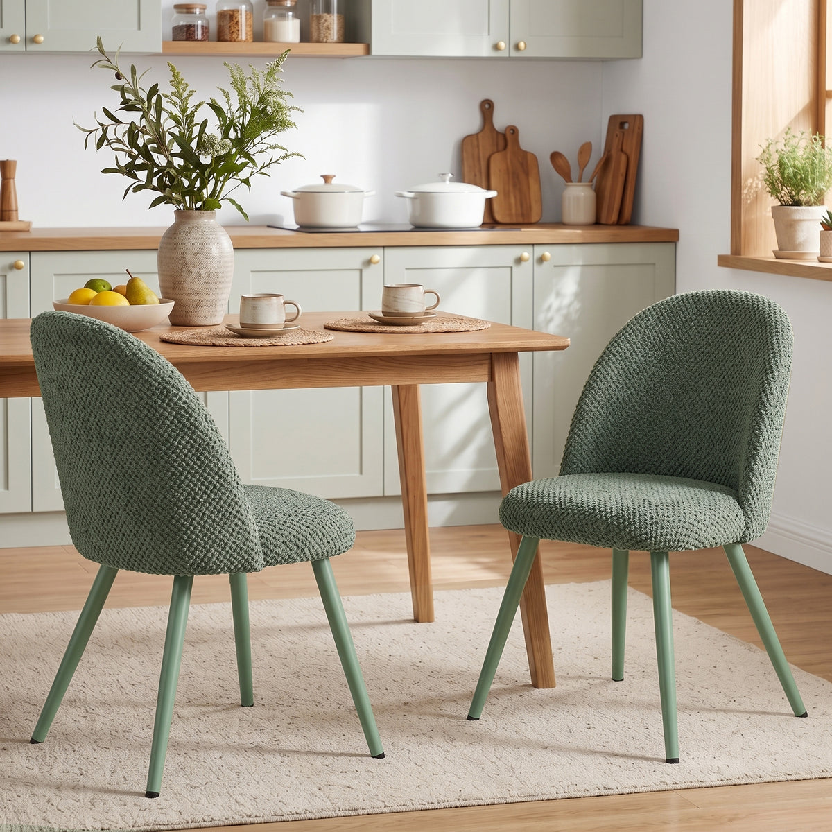 Conjunto 2 Cadeiras de Jantar em Veludo com Assento Acolchoado Verde Escuro — imagem 3
