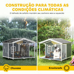 Casota para Cães Resistente às Intempéries Elevada em Madeira com Telhado de Betume Terraço para Cães de Porte Médio 103x107x83,5 cm Cinza — imagem 7