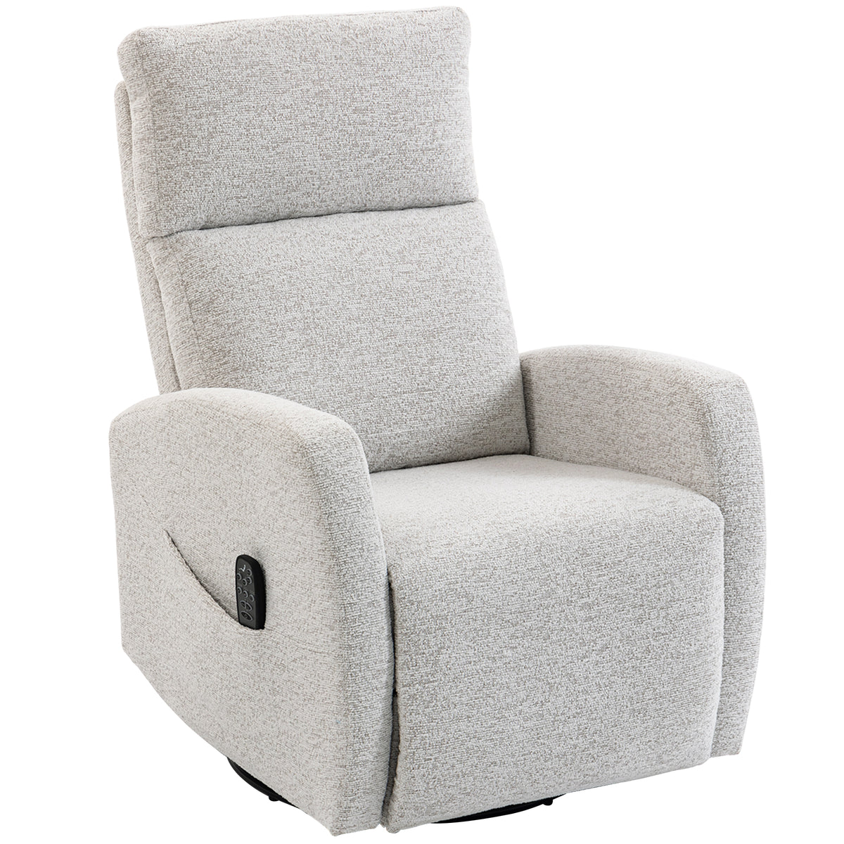 Poltrona Reclinável de Massagem com Aquecimento Poltrona de Relaxamento em Chenille Encosto Ajustável Giratória 360° Creme — foto 1