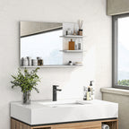 Espelho de Casa de Banho de Parede com 2 Prateleiras Laterais e Prateleira Inferior 75x10x48 cm Branco — imagem 6