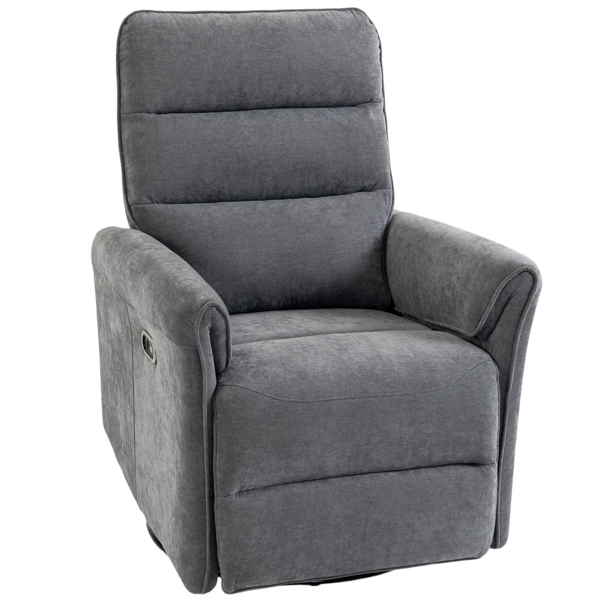 Poltrona Relax Elétrica Reclinável 155° com Apoia-pés, Estofada, Giratória 270°, Balanço, Chenille, Cinza — foto 1