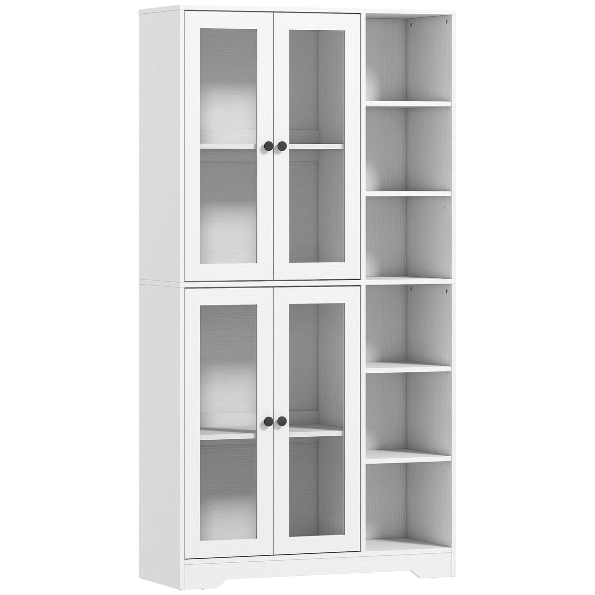 Armário de cozinha com portas de vidro, prateleiras, compartimentos abertos, 172 cm de altura, MDF, Branco — foto 1