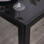 Conjunto Mesa de Jantar e Cadeiras para 2 Pessoas Tampo Retangular de Vidro para Cozinha Sala de Estar Casa Preto — imagem 5