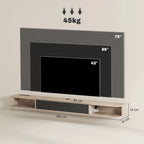 Móvel de TV Suspenso Móvel de TV para TV até 75 Polegadas (190,5 cm) Gaveta Rebatível 2 Prateleiras 180x24x16 cm Madeira Natural — foto 2