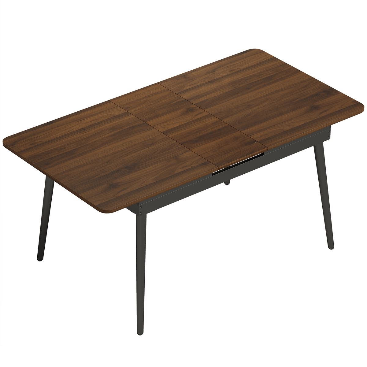 Mesa de Jantar Extensível para 4-6 Pessoas Estilo Industrial Cantos Arredondados 130-160x85x75 cm Nogueira — foto 1