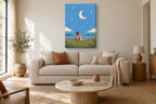Lua e estrelas · Gouache · Quadro infantil — infantil-lua-e-estrelas-gouache_ver_70x100_sala