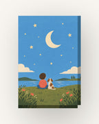 Lua e estrelas · Gouache · Quadro infantil — acabamento:slim