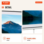 84 Inch Foldable Projection Screen 4:3 Format Adjustable Height for Home Cinema and Presentations 180x203 cm White — Infografia EN (detalhe)