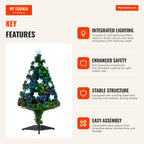 90cm Artificial Christmas Tree with 12 LED Lights 3 Colours and 90 PVC Branches Green Xmas Decoration — Infografia EN (vantagens)