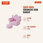 Kids Sofa with High Crown Backrest and Cushioned Armrests 58x40.5x49cm Pink — Infografia PT (medidas)