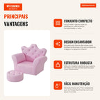 Kids Sofa with High Crown Backrest and Cushioned Armrests 58x40.5x49cm Pink — Infografia PT (vantagens)
