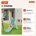 Foldable Children's Slide with Basketball Hoop for Kids Over 18 Months Giraffe Model for Indoor and Outdoor 140x87x75cm  — Infografia FR (em utilização)