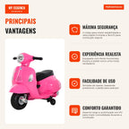 Electric ride-on bike for kids licensed from 18 months with headlights, horn and 4 licensed wheels 66.5x38x52 cm Pink — Infografia PT (vantagens)