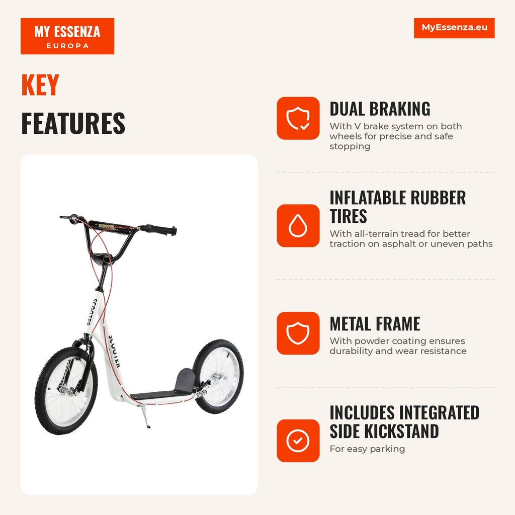 Scooter for Children 5+ and Teens with Adjustable Handlebar — Infografia EN (vantagens)