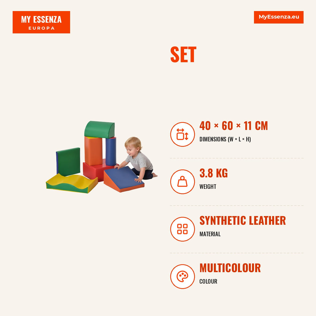Set of 7 Foam Blocks for Children 1-3 Years | HOMCOM — Infografia EN (medidas)