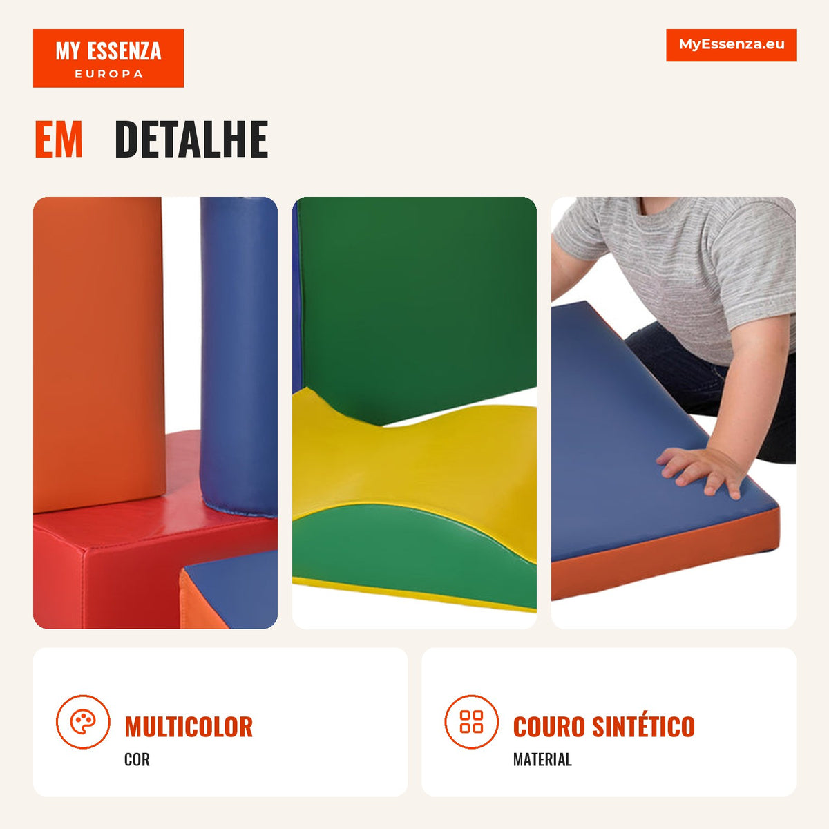Set of 7 Foam Blocks for Children 1-3 Years | HOMCOM — Infografia PT (detalhe)