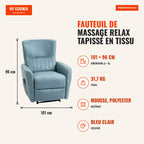 Poltrona de Massagem Relax Estofada em Tecido Técnico com Reclinação Manual 155° 8 Zonas de Massagem Contolo Remoto Apoi — Infografia FR (medidas)