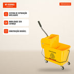 20L Cleaning Bucket with Wheels and Wringer Mop Bucket with Water Separator 60x27x70.5 cm Yellow — Infografia PT (em uso)